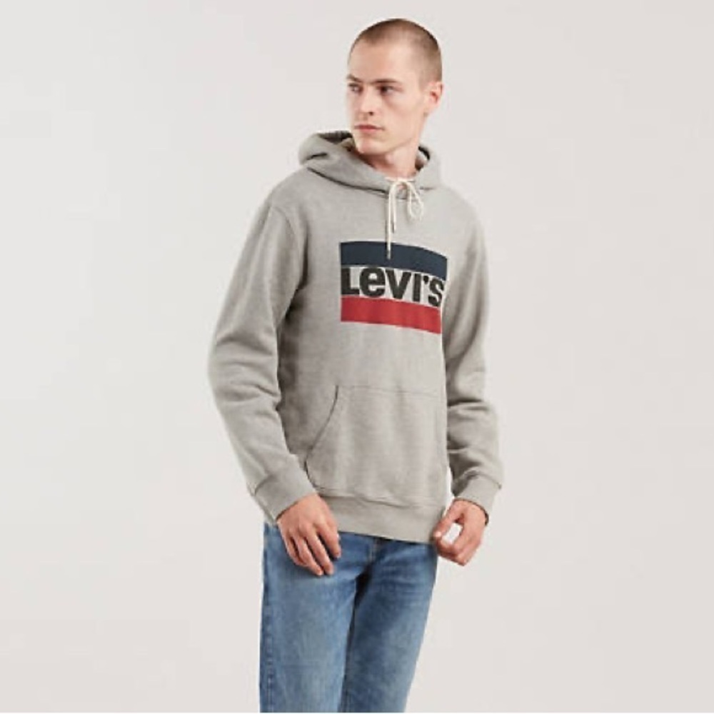 Levi’s Red/Blue Heather Gray Logo Pullover Hoodie Size 2X